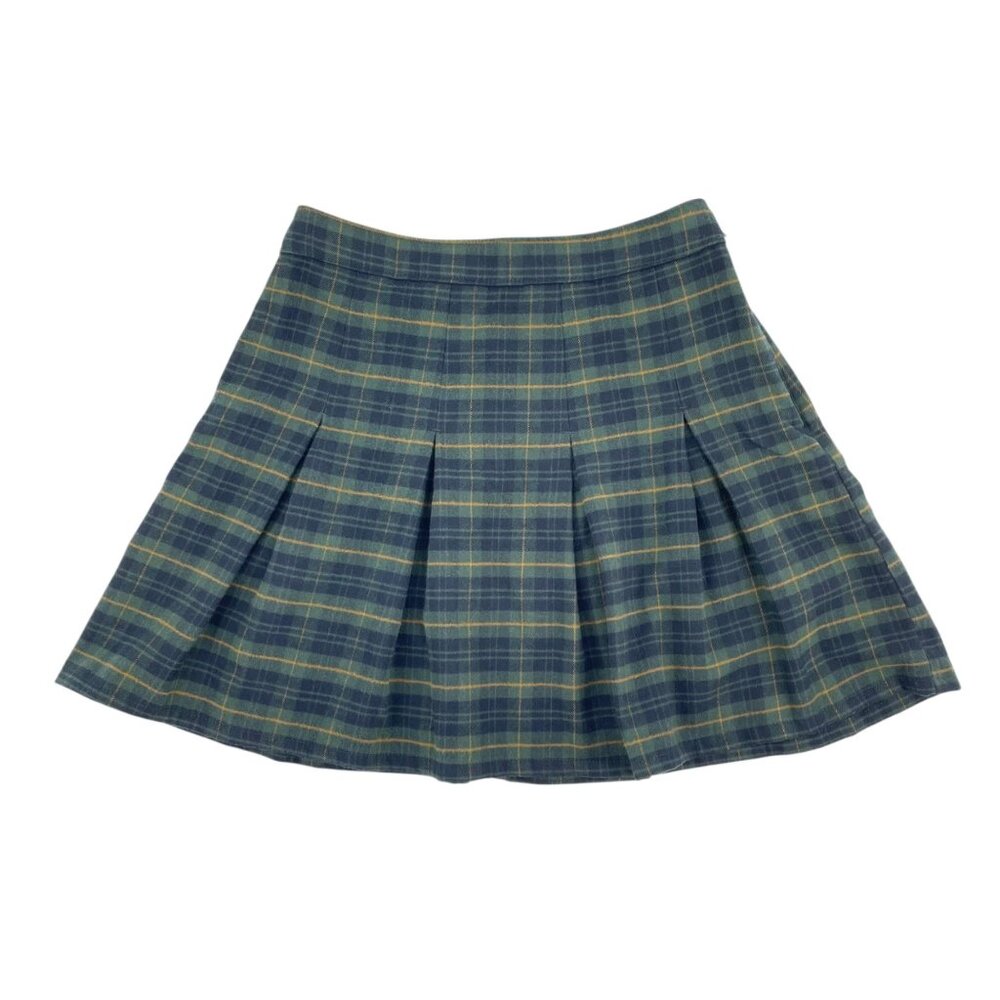 Hollister Green Plaid School Girl Mini Skirt Womens Size Small Ultra High Rise
